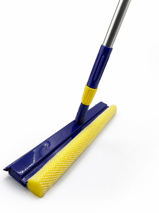 2-in-1 Window Squeegee Cleaner with Mesh Net Sponge Scrubber