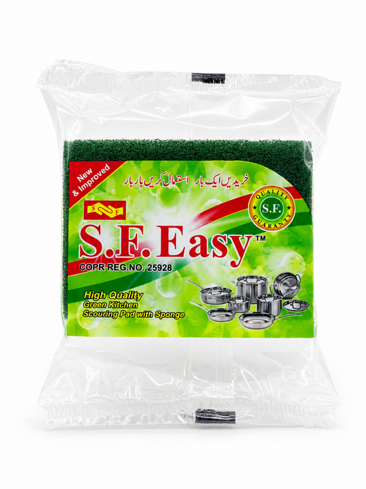 S.F. Easy Heavy-Duty Green Scourer & Soft Sponge